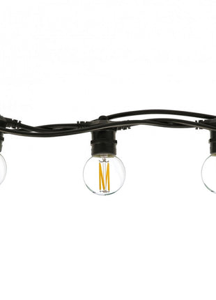 Kabel 5M mit 10 Fassungen E27, Schwarzes Kabel, Verbindbar max. 1000W, für Außen