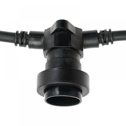 Kabel 10M mit 10 Fassungen E27, max. 15W, Schwarzes Kabel, Verbindbar max. 1000W, für Außen
