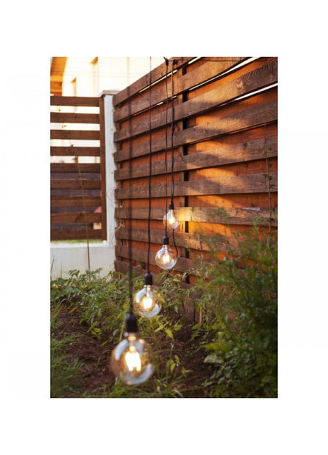 Kabel mit Pendel 15M mit 15 Fassungen E27, Pendellänge 1M, Schwarzes Kabel, Verbindbar 1500W, für Außen