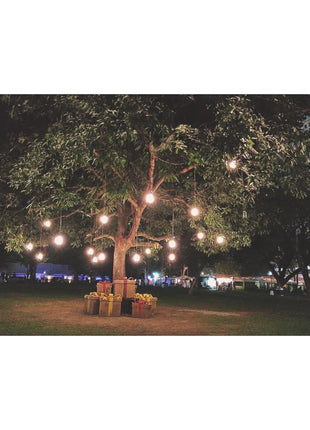 Kabel mit Pendel 15M mit 15 Fassungen E27, Pendellänge 1M, Schwarzes Kabel, Verbindbar 1500W, für Außen