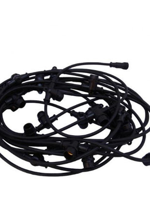 Kabel 10M mit 40 Fassungen E14S, Schwarzes Kabel, Verbindbar max. 900W, für Außen