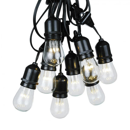 Kabel mit Pendel 15M mit 24 Fassungen E27, Schwarzes Kabel, Verbindbar max. 1000W, für Außen