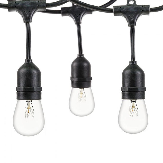 Kabel mit Pendel 4,5M mit 10 Fassungen E27, Schwarzes Kabel, Verbindbar max. 1000W, für Außen