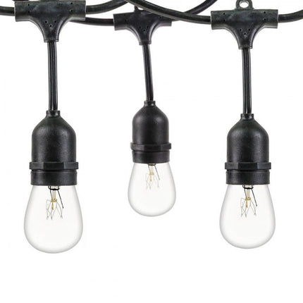 Kabel mit Pendel 15M mit 24 Fassungen E27, Schwarzes Kabel, Verbindbar max. 1000W, für Außen