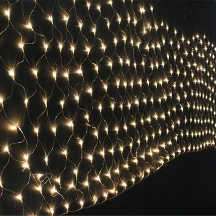 Lichternetz 3M × 2M mit 320 Große LEDs, Weiß Kabel mit 8 Programmen, Warm Licht, Verbindbar 9M, für Außen