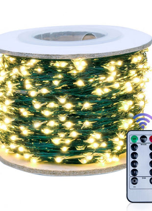 Lichterkette 200M mit 2000 LEDs, Warm Licht mit Transformator und Fernbedienung, für Außen