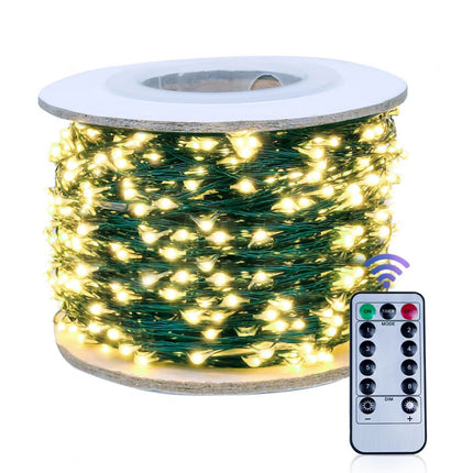 Kupferdraht Lichterkette 100M mit 1000 LEDs, Warm Licht mit Transformator und Fernbedienung, für Außen