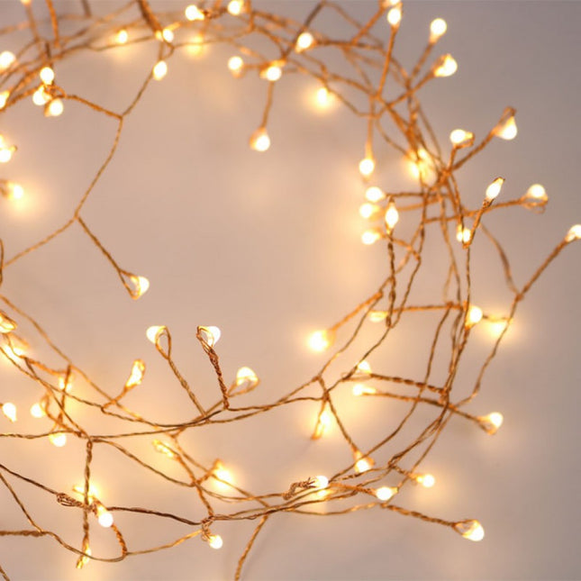 Kupferdraht Tannengirlande 10M mit 300 Mini-LED, Warm Licht, für Außen