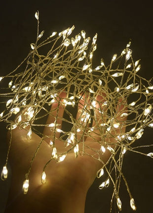 Tannengirlande 6M mit 200 Mini-LEDs, Kupferdraht, Warm Licht, für Außen