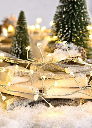 Tannengirlande 6M mit 200 Mini-LEDs, Kupferdraht, Warm Licht, für Außen