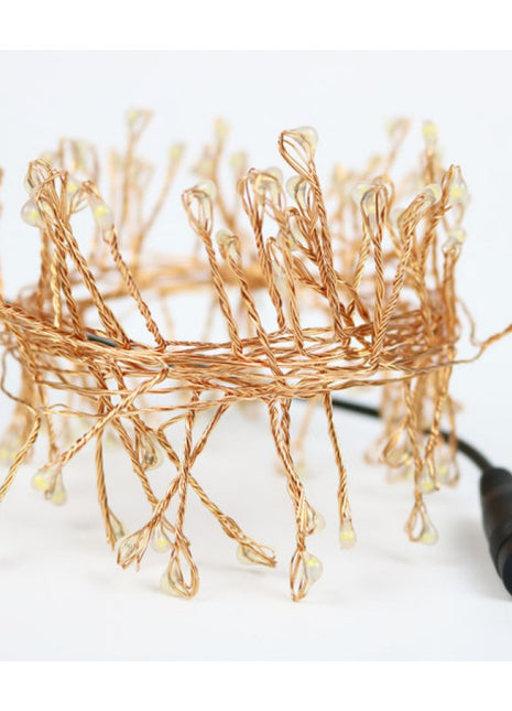 Tannengirlande 6M mit 200 Mini-LEDs, Kupferdraht, Warm Licht, für Außen