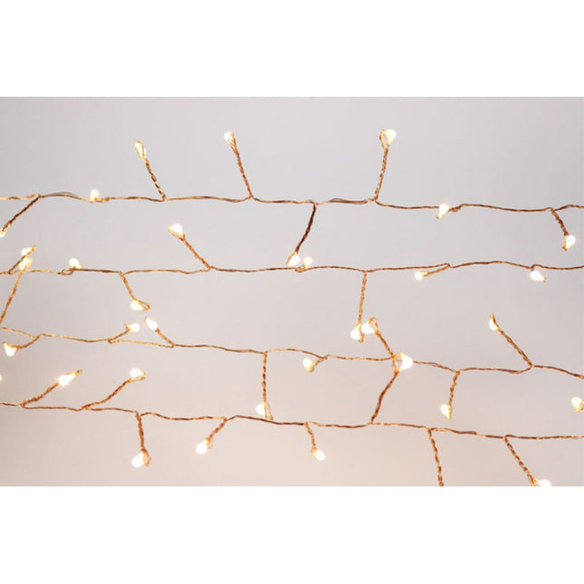 Tannengirlande 6M mit 200 Mini-LEDs, Kupferdraht, Warm Licht, für Außen