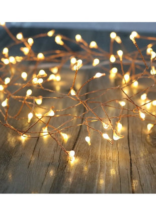 Kupferdraht Tannengirlande 10M mit 300 Mini-LED, Warm Licht, für Außen