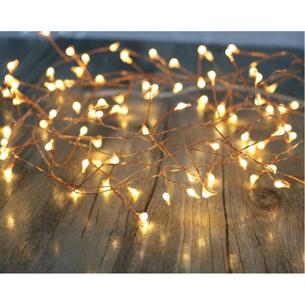 Kupferdraht Tannengirlande 10M mit 300 Mini-LED, Warm Licht, für Außen