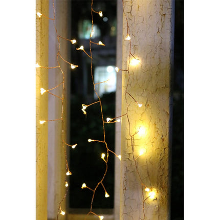 Tannengirlande 6M mit 200 Mini-LEDs, Kupferdraht, Warm Licht, für Außen
