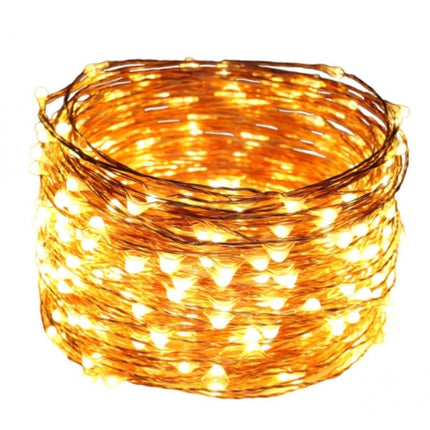 Kupferdraht Lichterkette 30M mit 300 LEDs, 8 Programmen, Transformator und Fernbedienung, Warm Licht, für Außen