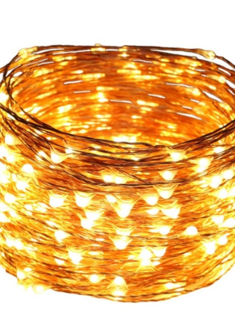 Kupferdraht Lichterkette 30M mit 300 Mini-LEDs mit Transformator, Warm Licht, für Außen