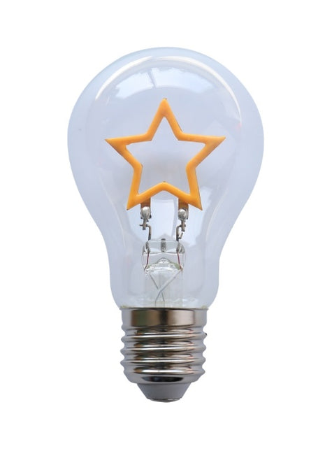 Leuchtmittel Stern LED Filament A60, E27, 1.5W, Glas, Dimmbar, Gelbe Licht, für Außen