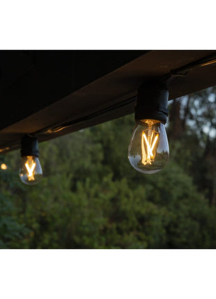 Birne mit 2 LED Filament S14, E27, 2W, Kunststoff, Dimmbar, Warm Licht, für Außen