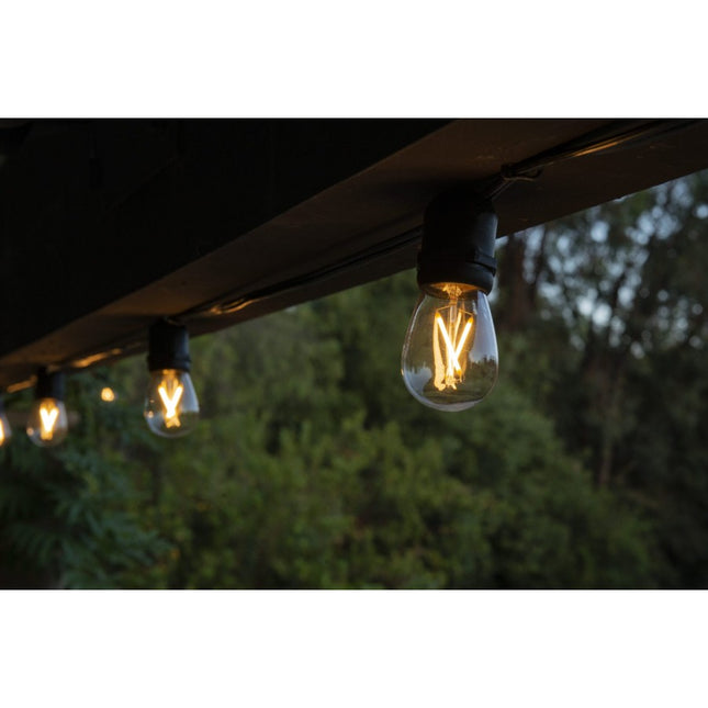 Birne mit 2 LED Filament S14, E27, 2W, Kunststoff, Dimmbar, Warm Licht, für Außen