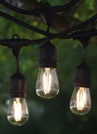 Birne mit 2 LED Filament S14, E27, 2W, Kunststoff, Dimmbar, Warm Licht, für Außen