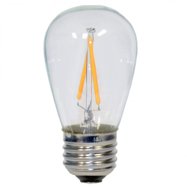 Birne mit 2 LED Filament S14, E27, 2W, Kunststoff, Dimmbar, Warm Licht, für Außen