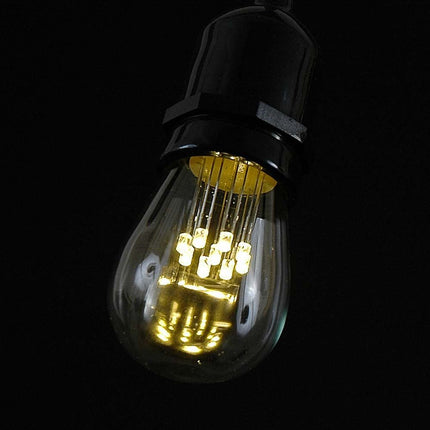 Lichterkette 15M mit 24 LED-Birnen, E27, 1W, Kunststoff, Dimmbar, Weißes Kabel mit Pendel, Verbindbar 650M, für Außen