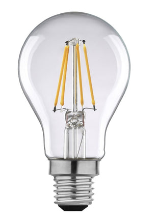 Birne mit 4 LED Filament A60, E27, 4W, Kunststoff, Dimmbar, 75lm/W, Warm Licht, für Außen