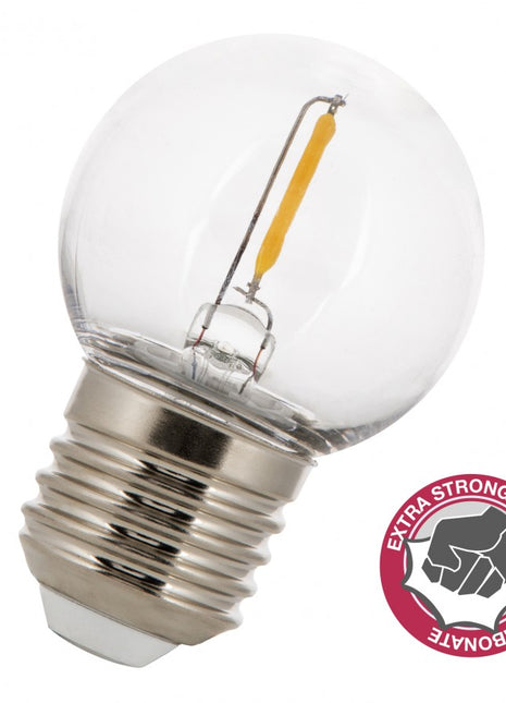 Leuchtmittel mit LED Filament G45, E27, 1W, Kunststoff, Dimmbar, Warm Licht, für Außen