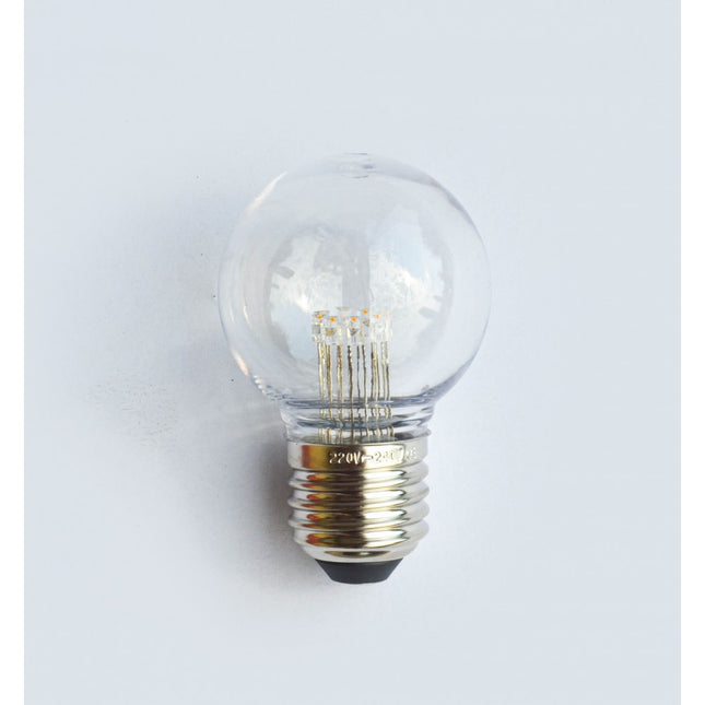 Lichterkette 10M mit 10 Lampen mit 9 LEDs, E27, 1W, Grünes Kabel, Verbindbar max. 1000M, für Außen