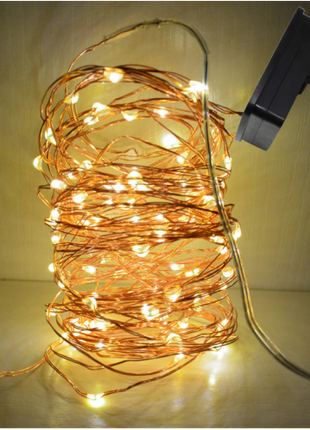 Solar Lichterkette 20M mit 200 Mini-LEDs Kupferdraht, 8 Programmen, Warm Licht, für Außen