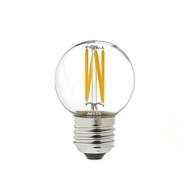 Birne mit 4 LEDs Filament G45, E27, 6W, Kunststoff, Dimmbar, Warm Licht, für Außen