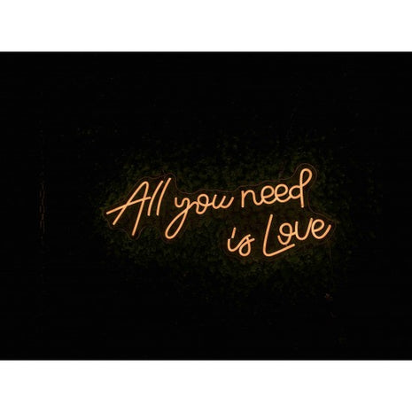 LED-Neon Schriftzug "All you need is Love", Kunststoff, Plexiglas, mit Fernbedienung