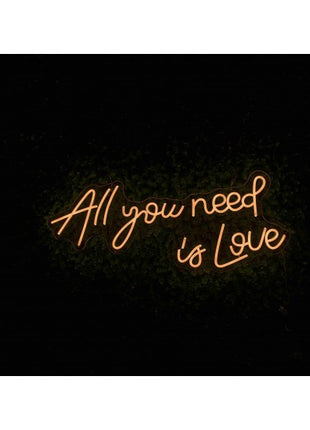 LED-Neon Schriftzug "All you need is Love", Kunststoff, Plexiglas, mit Fernbedienung