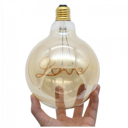 Leuchtmittel LOVE Filament G125, E27, 4W, Glas, Dimmbar, Warm Licht, für Außen