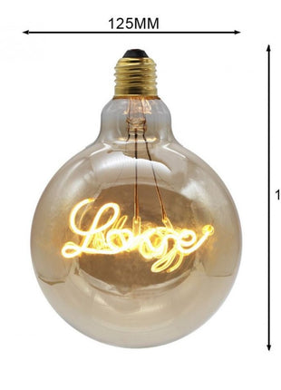 Leuchtmittel LOVE Filament G125, E27, 4W, Glas, Dimmbar, Warm Licht, für Außen