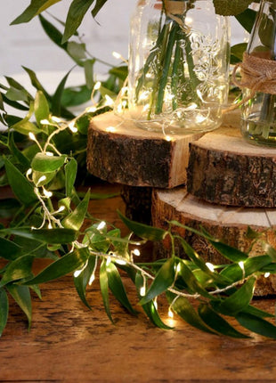 Kupferdraht Tannengirlande 10M mit 300 Mini-LED, Warm Licht, für Außen