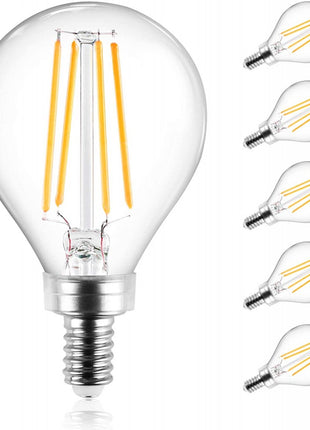 Leuchtmittel mit 4 LEDs Filament G50, E12S, 4W, Glas, Warm Licht, für Innen