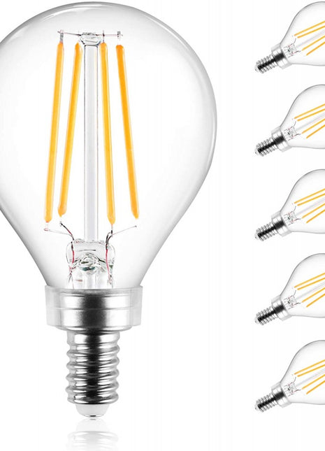 Leuchtmittel mit 4 LEDs Filament G50, E12S, 4W, Glas, Warm Licht, für Innen