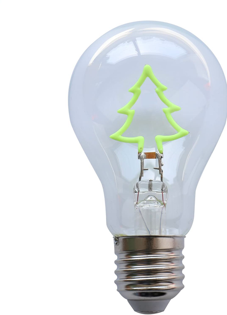 Leuchtmittel mit Tannenbaum LED Filament A60, E27, 2W, Glas, Grün Licht, für Außen