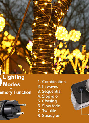 Dekorative Lichtschlauch 30M mit 300 LEDs, Strombetrieben, Warm Licht, für Außen