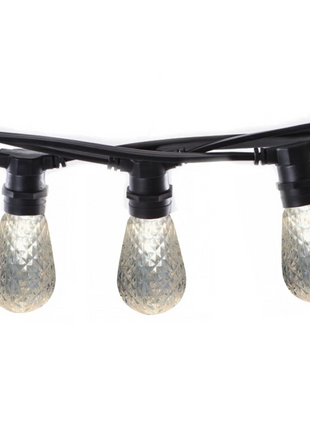 Lichterkette 10M mit 10 Vintage Boho Kristall Leuchtmitteln E27, 1W, Dimmbar, Warm Licht, Verbindbar max. 1000W, für Außen