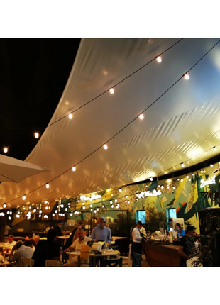 Lichterkette 10M mit 10 Vintage Boho Kristall Leuchtmitteln E27, 1W, Dimmbar, Warm Licht, Verbindbar max. 1000W, für Außen