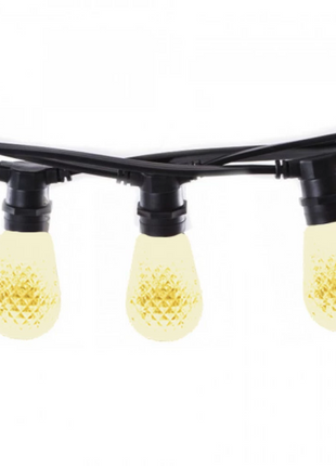 Lichterkette 10M mit 10 Vintage Boho Kristall Leuchtmitteln E27, 1W, Dimmbar, Warm Licht, Verbindbar max. 1000W, für Außen