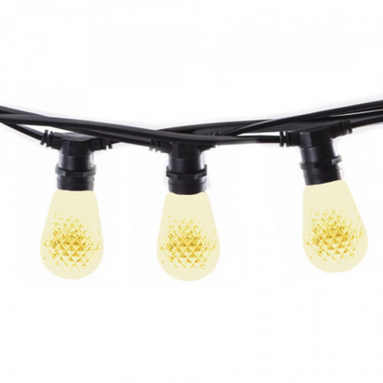 Lichterkette 10M mit 10 Vintage Boho Kristall Leuchtmitteln E27, 1W, Dimmbar, Warm Licht, Verbindbar max. 1000W, für Außen