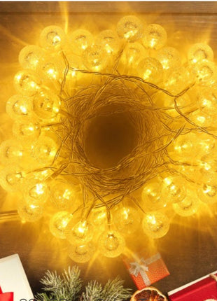 Lichterkette 10M mit 80 LED-Kugeln, 8 Modi und Fernbedienung, Warm Licht, Batteriebetrieb für Außen