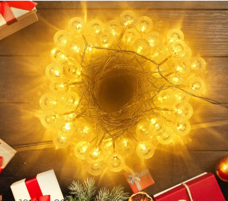 Lichterkette 10M mit 80 LED-Kugeln, 8 Modi und Fernbedienung, Warm Licht, Batteriebetrieb für Außen