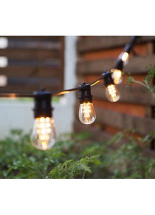 Lichterkette 10M mit 20 LED-Birnen, E27, 2W, Glas, Schwarzes Kabel, Verbindbar 250M, für Außen