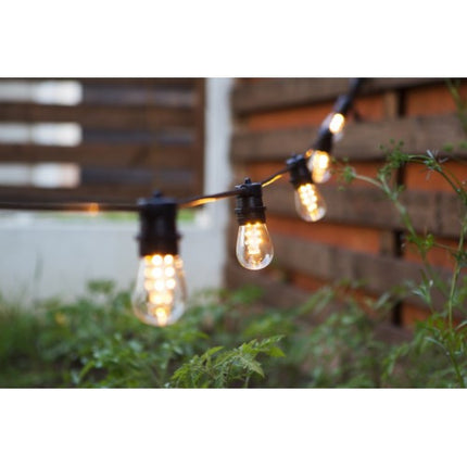 Lichterkette 10M mit 20 LED-Birnen, E27, 2W, Glas, Schwarzes Kabel, Verbindbar 250M, für Außen