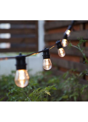 Lichterkette 10M mit 20 LED-Birnen E27, 2W, Kunststoff, Dimmbar, Schwarzes Flachkabel/Rundkabel, Verbindbar 250M, für Außen